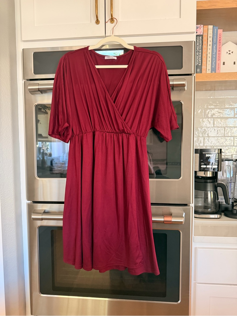 Surplice Midi Dress in Burgundy